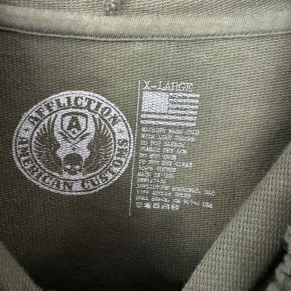 Affliction Garage Built Crop Camo Distressed Hoodie Sweater Cut Outs XL EUC - Picture 8 of 11